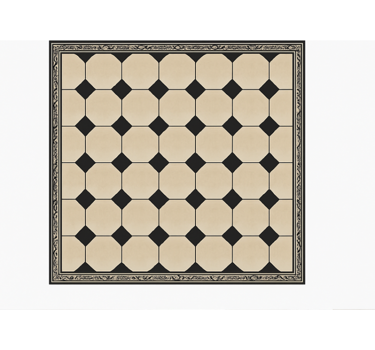 Tapis vinyle cuisine à carreaux beige diamant - TenStickers