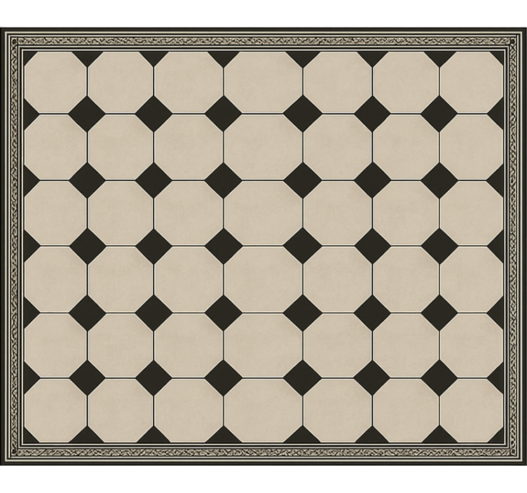 Tapis vinyle salle à manger carrelage en damier traditionnel - TenStickers