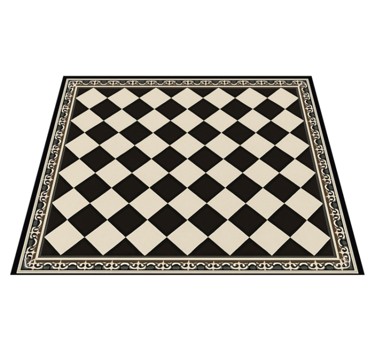 Tapis vinyle salon damier noir - TenStickers