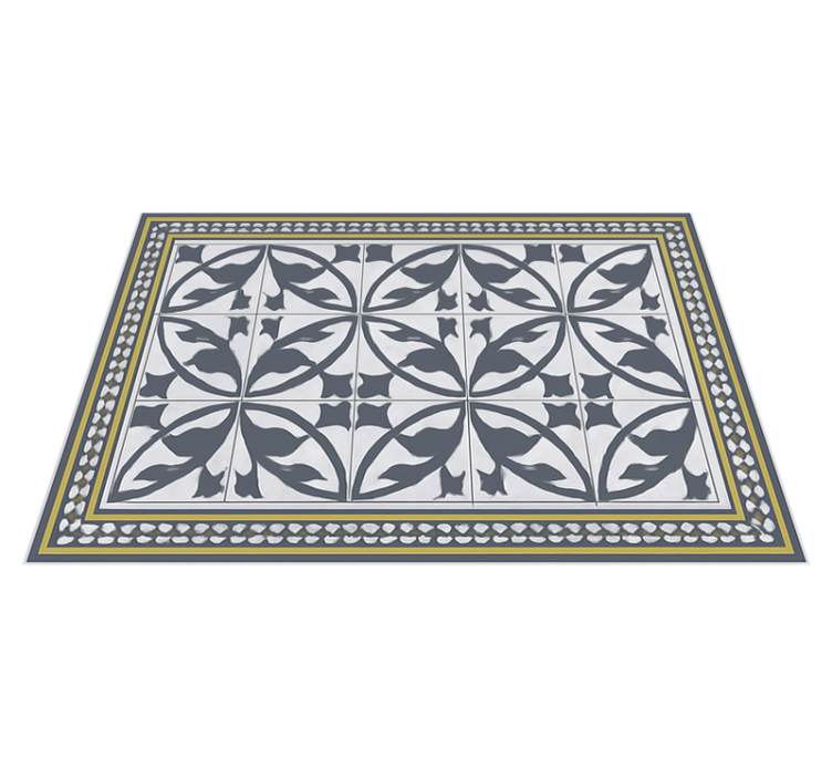 Tapis vinyle salon effet carreaux ciment - TenStickers