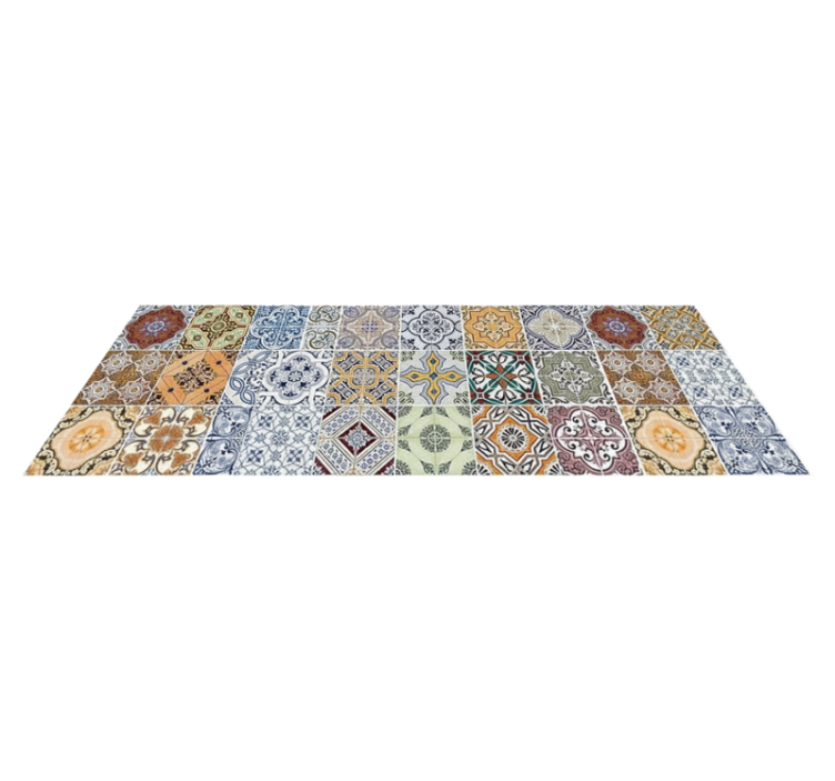 Tapis vinyle cuisine patchwork méditerranéen éclectique - TenStickers