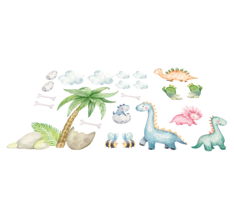 Tapis vinyle animal dinosaures aquarelle mignons - TenStickers