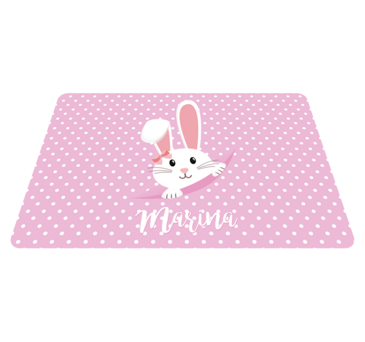 Tapis vinyle animal adorable lapin pour fille avec nom - TenStickers