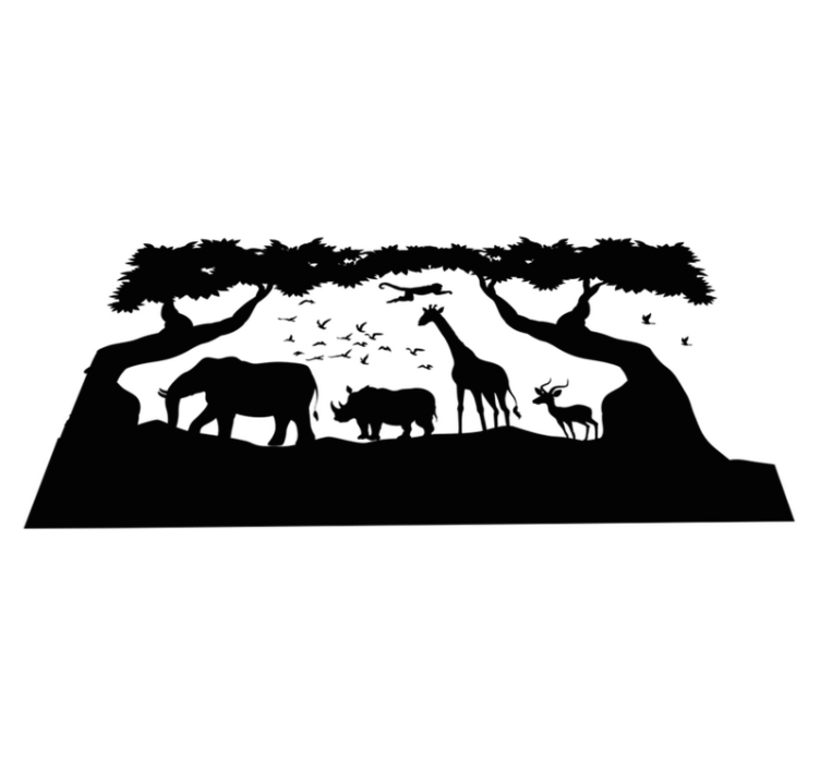 Tapis vinyle animal savane noir et blanc - TenStickers