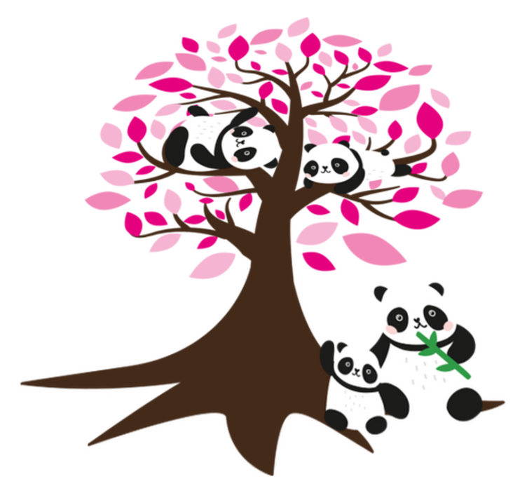 Tapis vinyle animal arbre avec pandas - TenStickers