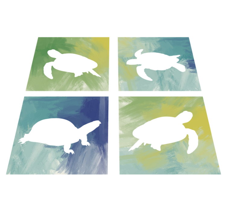 Tapis vinyle animal carreaux de tortues colorées - TenStickers