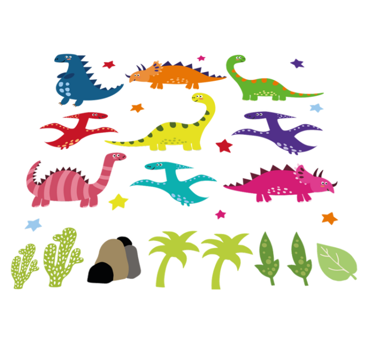 Tapis vinyle animal dinosaure nordique coloré - TenStickers