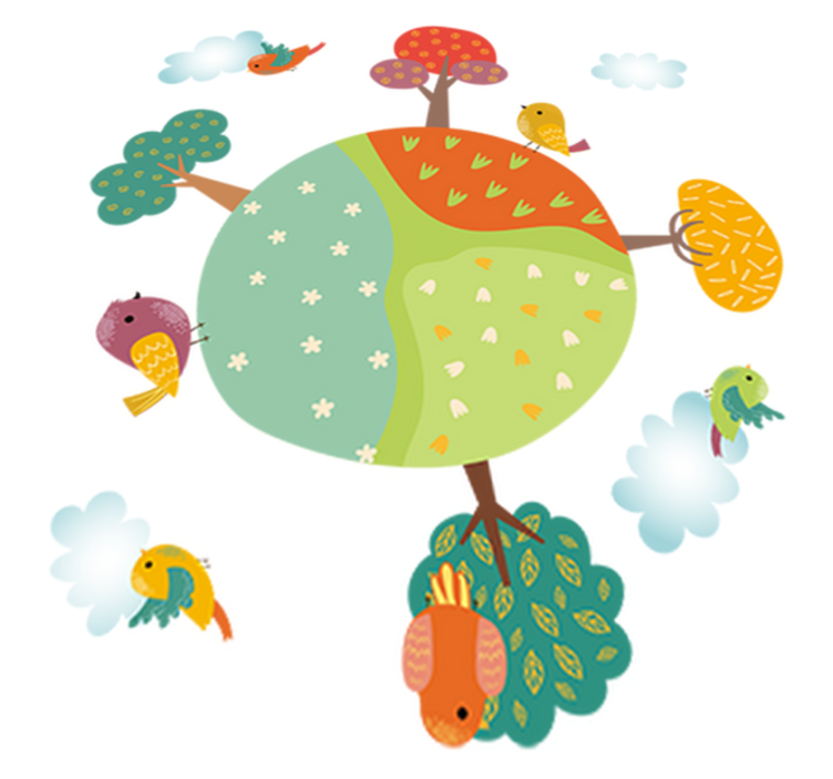 Tapis vinyle animal cercle blanc printemps - TenStickers