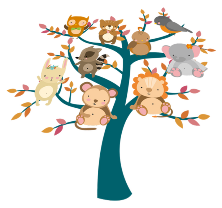Tapis vinyle animal arbre avec bébés - TenStickers