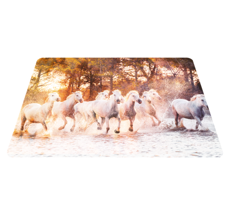 Tapis vinyle animal chevaux sauvages au coucher de soleil - TenStickers