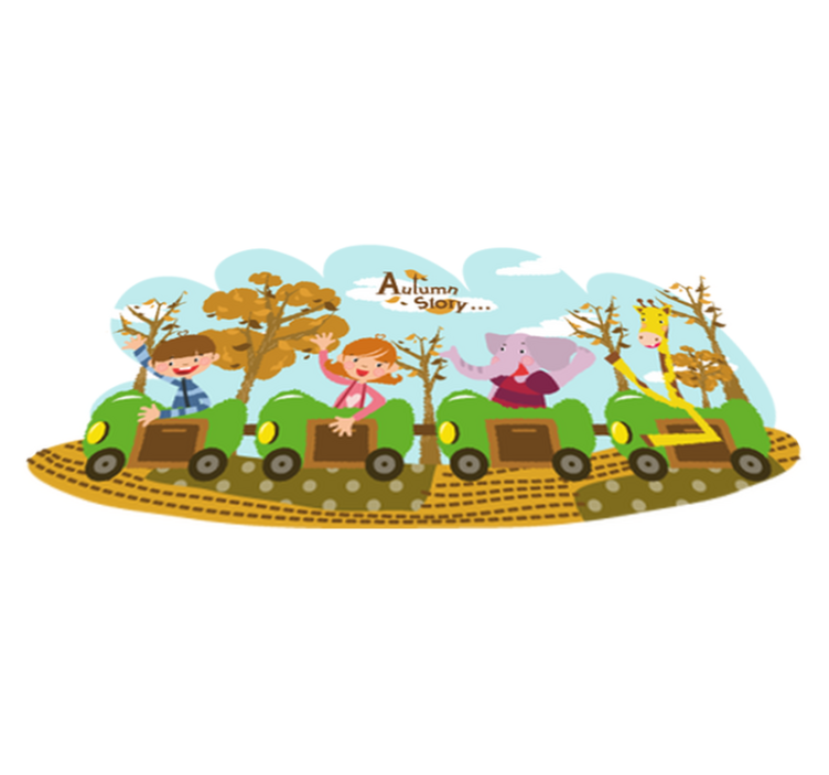 Tapis vinyle animal train en automne - TenStickers