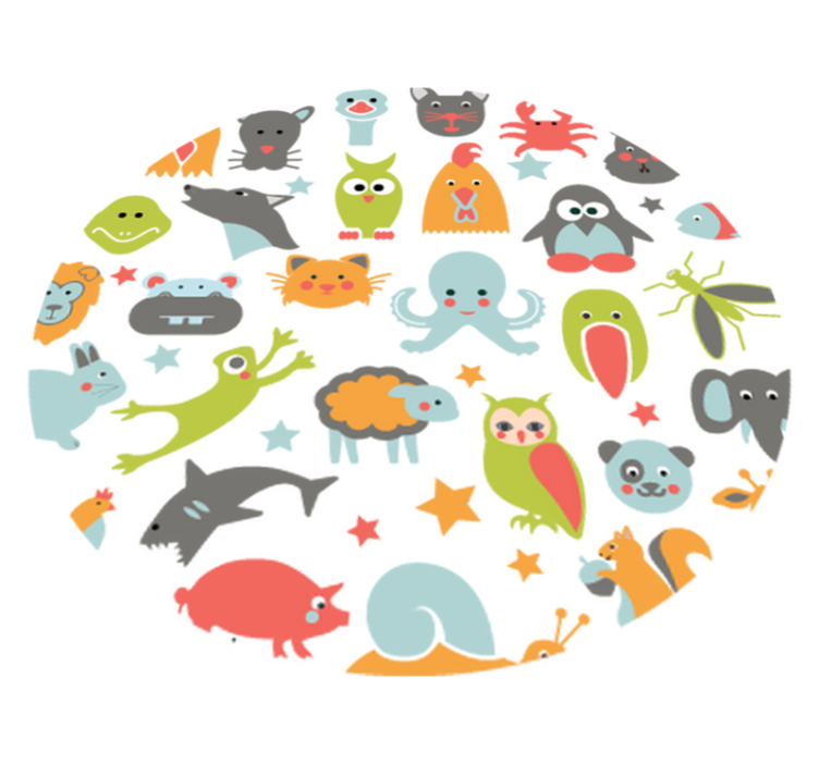 Tapis vinyle animal animaux en cercle - TenStickers
