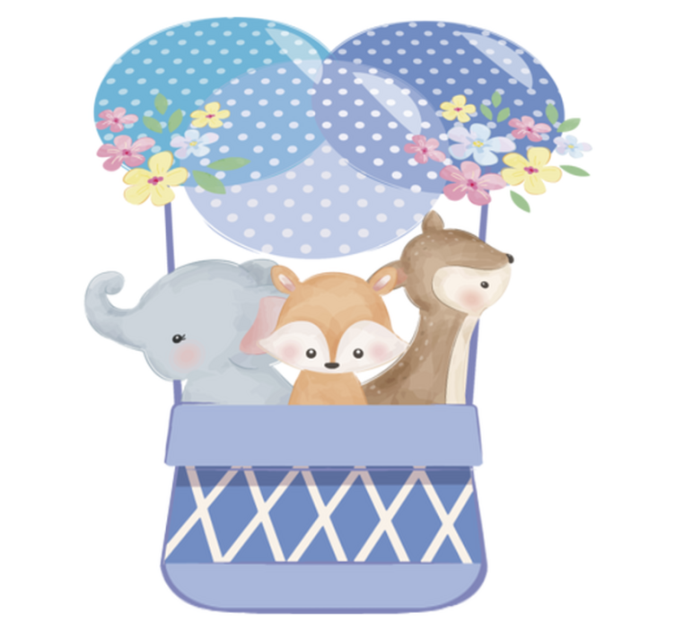 Tapis vinyle animal montgolfière animaux aquarelle - TenStickers