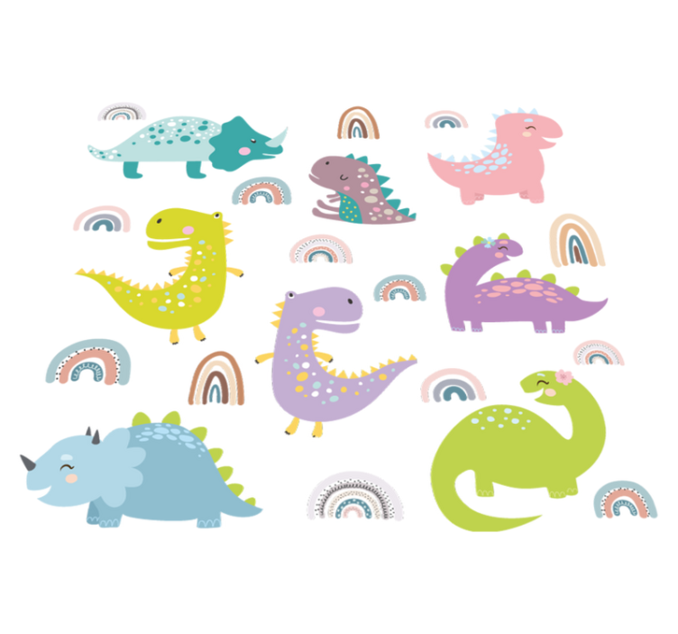 Tapis vinyle animal dinosaures nordiques avec arcs-en-ciel - TenStickers
