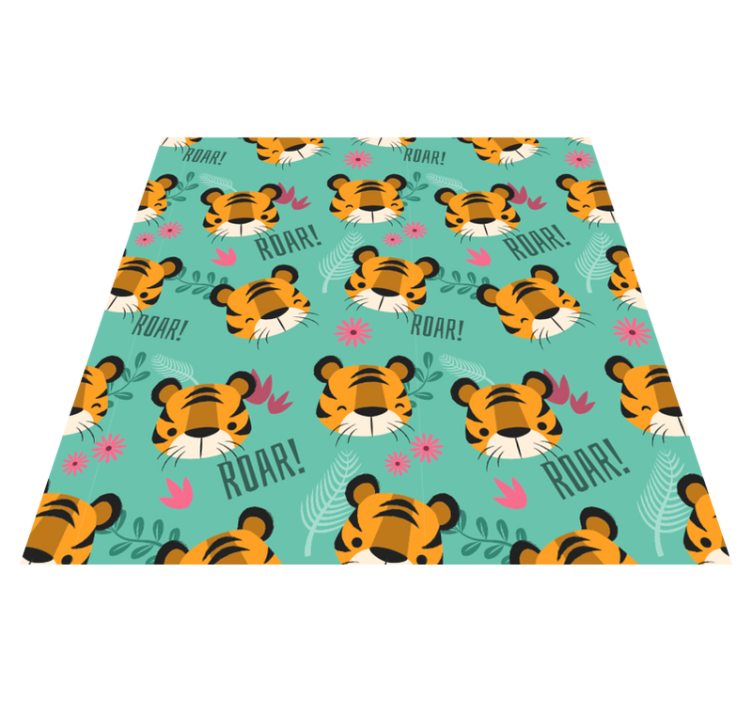 Tapis vinyle animal bébés tigres rugissants - TenStickers