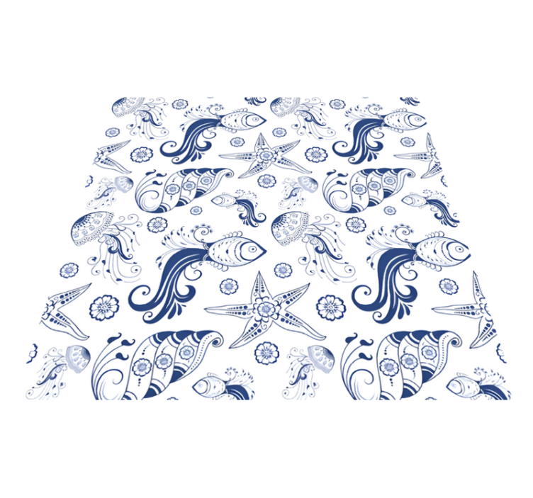 Tapis vinyle animal vie marine ornementale - TenStickers