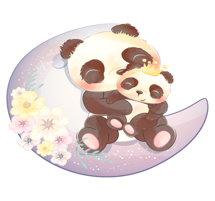 Tapis vinyle animal deux pandas sur une lune - TenStickers