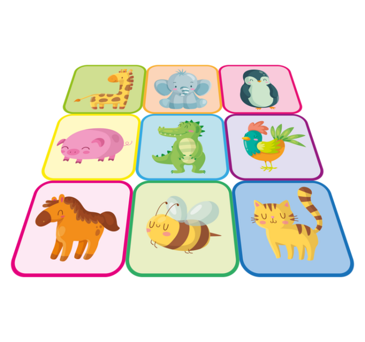 Tapis vinyle animal carreaux colorés - TenStickers