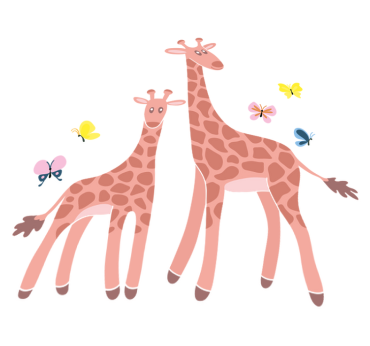 Tapis vinyle animal girafe papillon parent et enfant - TenStickers