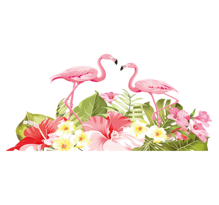 Tapis vinyle animal fleur tropicale flamant rose - TenStickers