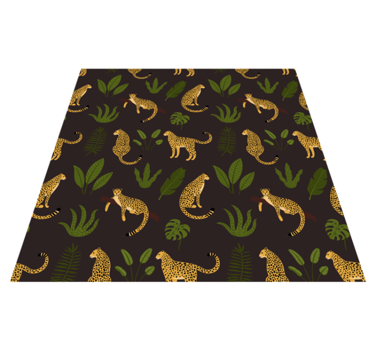Tapis vinyle animal motif léopard sauvage et botanique - TenStickers