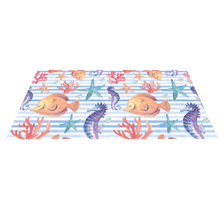 Tapis vinyle animal carreaux de vie marine - TenStickers