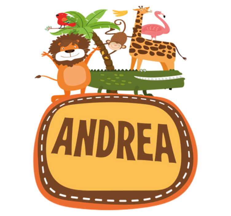 Tapis vinyle animal animaux de la jungle avec nom - TenStickers