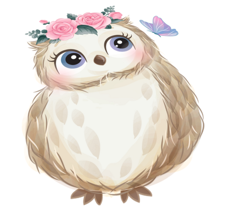 Tapis vinyle animal hibou bébé et fleurs - TenStickers