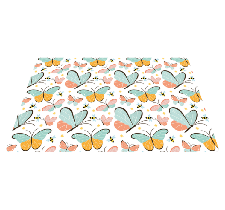 Tapis vinyle animal papillons et abeilles - TenStickers