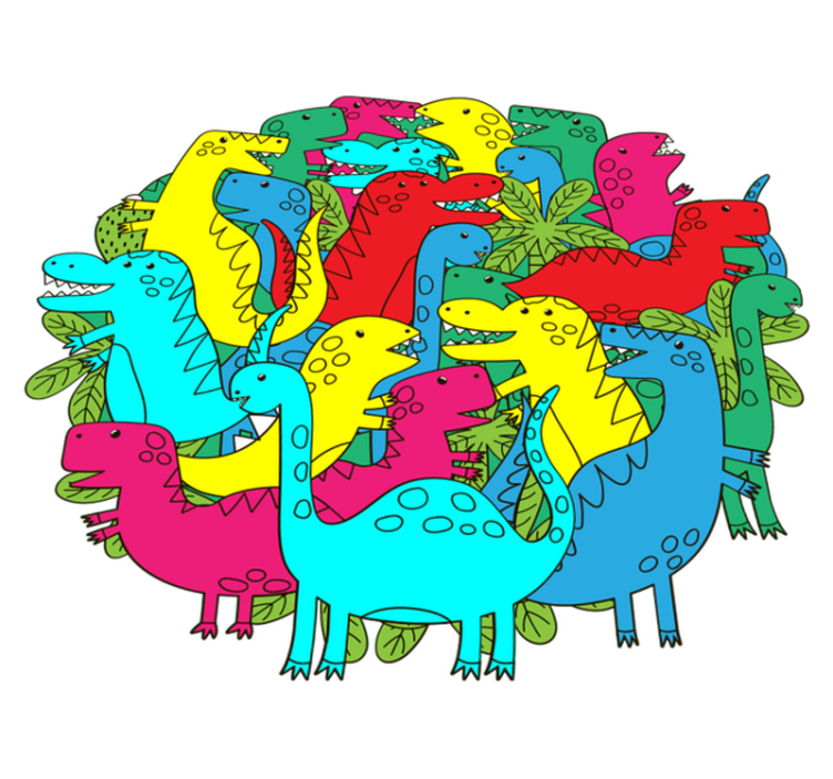 Tapis vinyle animal dinosaure coloré rond pour enfants - TenStickers