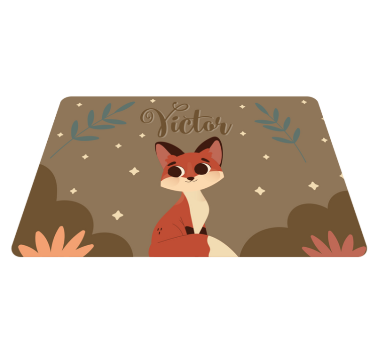 Tapis vinyle animal renard mignon pour garçon avec nom - TenStickers