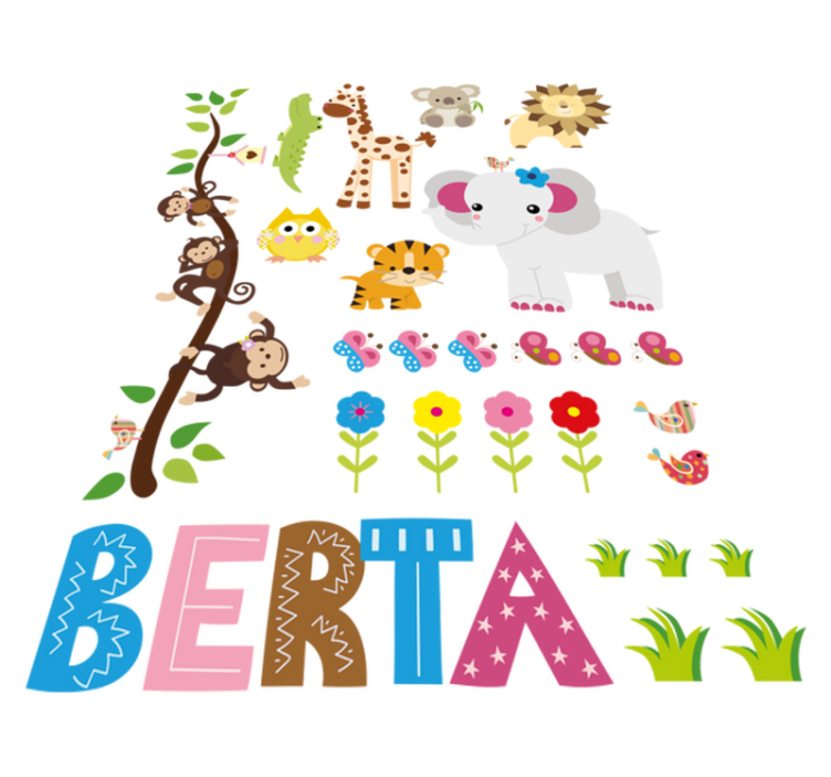 Tapis vinyle animal arbre de jungle avec nom - TenStickers