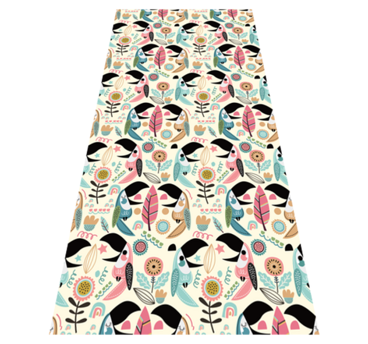 Tapis vinyle animal feuilles pastel nordiques bleues - TenStickers