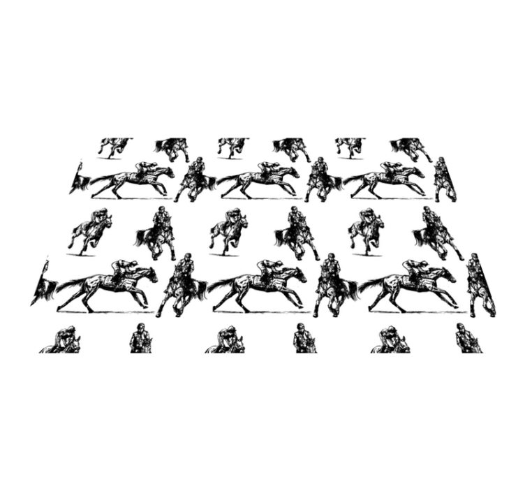 Tapis vinyle animal motif cheval noir et blanc - TenStickers