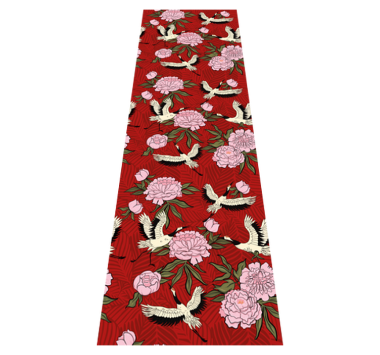 Tapis vinyle animal oiseaux blancs sur motif tropical rouge - TenStickers
