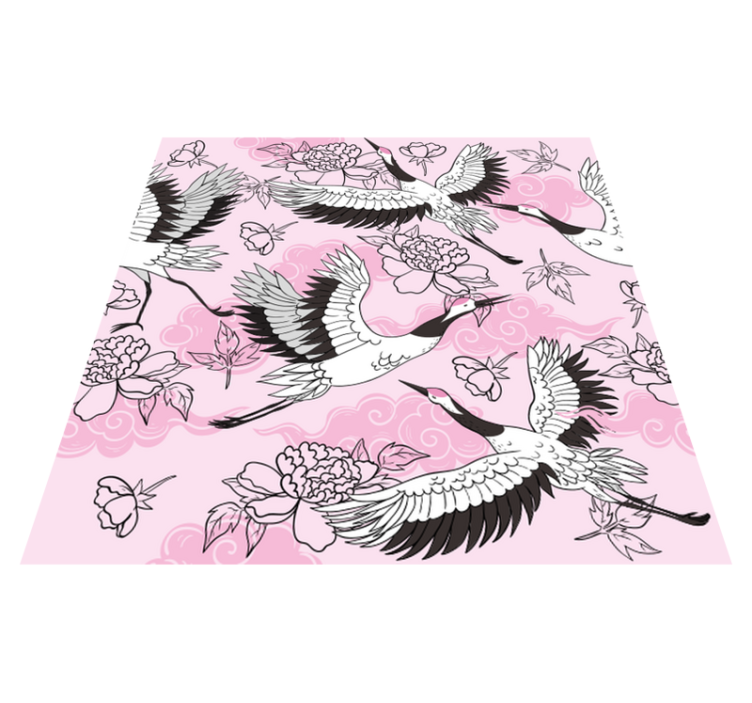 Tapis vinyle animal motif moderne oiseaux roses - TenStickers