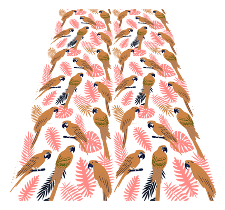 Tapis vinyle animal perroquets oranges et fleurs roses - TenStickers