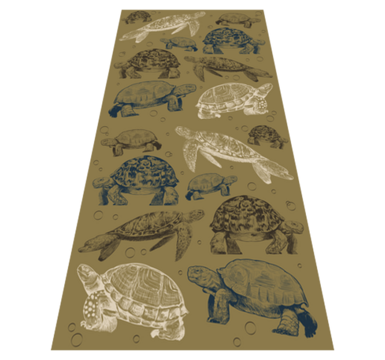 Tapis vinyle animal tortues sur fond beige - TenStickers
