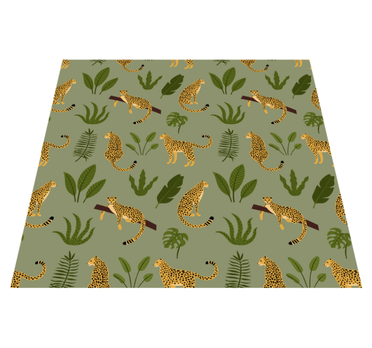 Tapis vinyle animal design léopard jungle florale - TenStickers