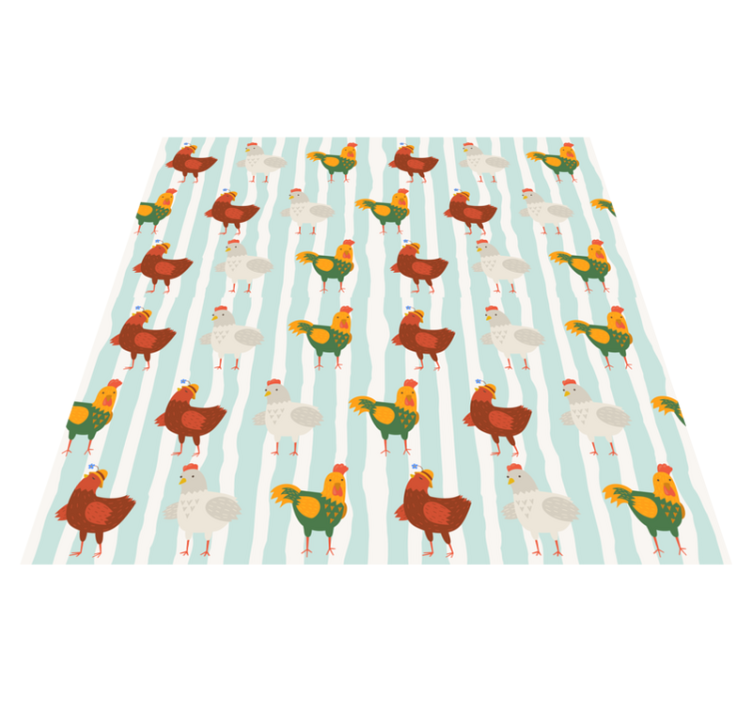 Tapis vinyle animal rayures verticales avec coqs - TenStickers