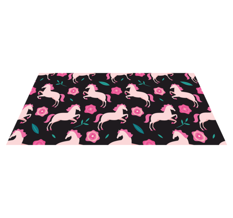 Tapis vinyle animal fleurs et plantes avec chevaux - TenStickers