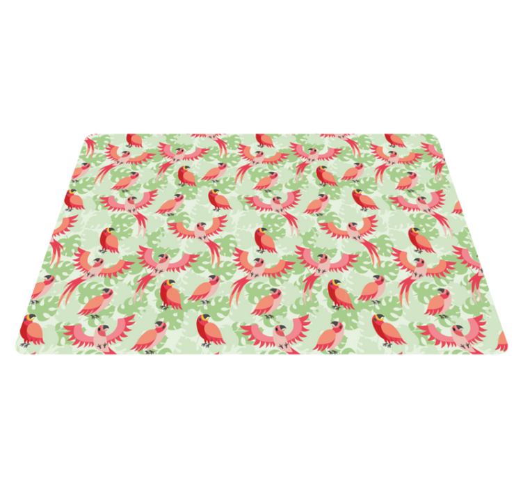 Tapis vinyle animal oiseaux rouges sur feuilles vertes - TenStickers