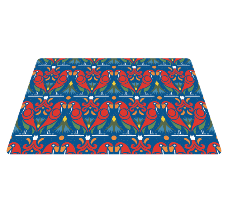 Tapis vinyle animal design floral sur fond bleu - TenStickers