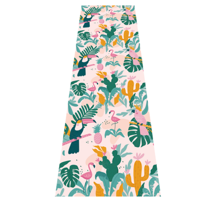 Tapis vinyle animal oiseaux verts sur fond rose - TenStickers