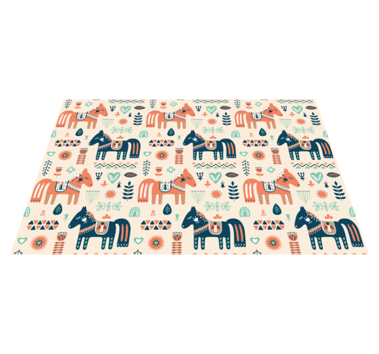 Tapis vinyle animal feuillage nordique sur fond beige - TenStickers