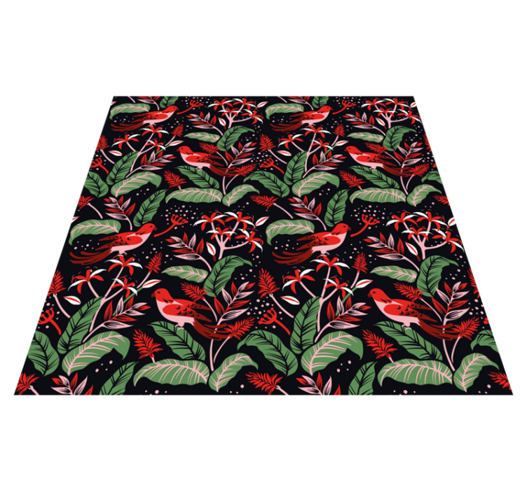 Tapis vinyle animal motif feuilles rouges et roses - TenStickers