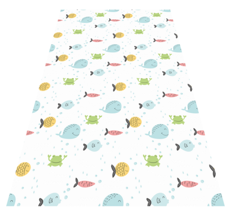 Tapis vinyle animal poissons colorés sur fond blanc - TenStickers