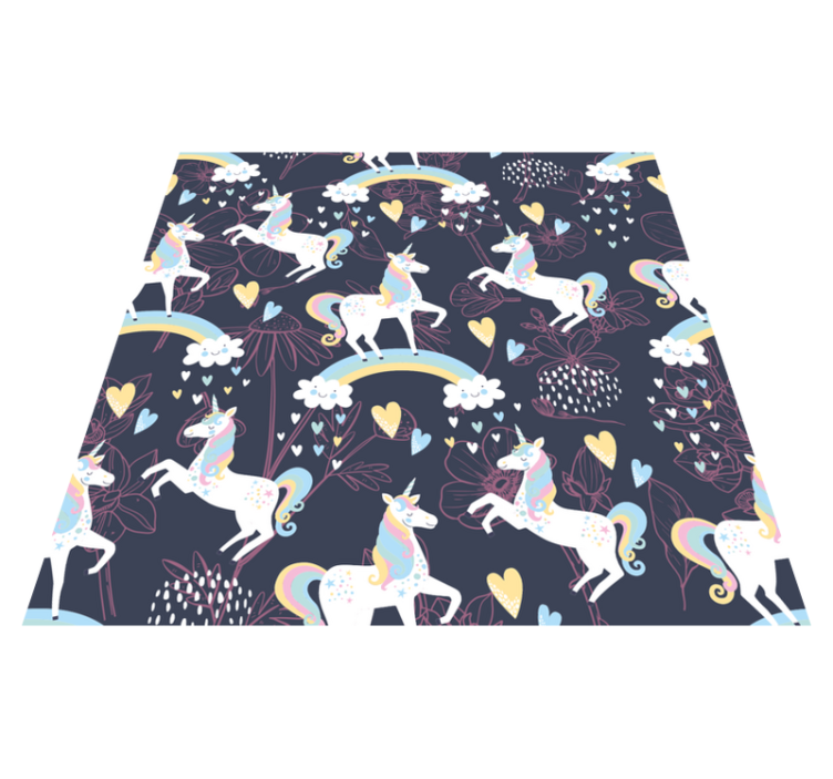 Tapis vinyle animal motifs floraux licornes roses - TenStickers