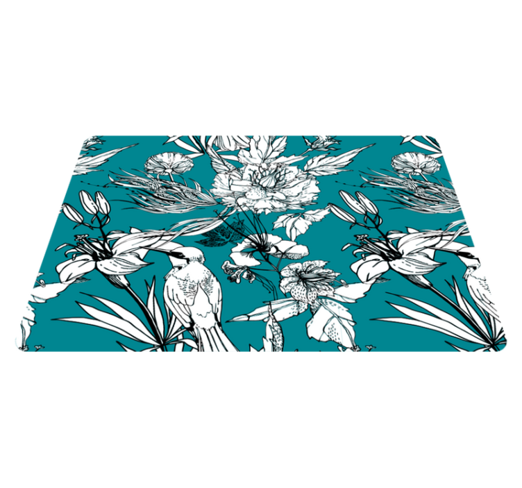 Tapis vinyle animal motif élégant oiseaux sauvages blancs - TenStickers