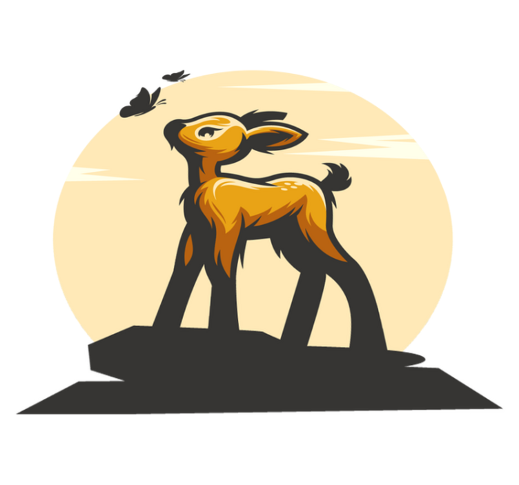 Tapis vinyle animal cerf et papillons - TenStickers